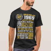 Geboren in maart 1969 52e verjaardag Vissen Zodiac T-shirt (Voorkant)