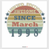 geboren in maart 1998  verjaardag sticker (Vel)