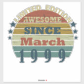 geboren in maart 1999  verjaardag sticker (Vel)