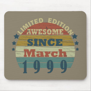 Geboren in maart 1999 Vintage verjaardagscadeau Muismat