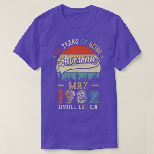 Geboren in mei 1982 40e verjaardag, 1982 40 jaar o t-shirt (Design voorkant)