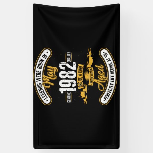 Geboren in mei 1982 40e verjaardag veertig jaar ou spandoek (Verticaal)