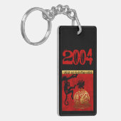 Geboren in Monkey Year 2004 Zodiac Monogram Sleute Sleutelhanger (Voorkant Links)