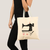 Geboren in naaischaar en naaimachine tote bag (Voorkant (product))
