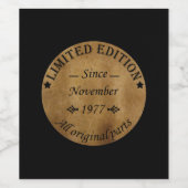 geboren in november 1977  verjaardag wijn etiket (Enkel label)