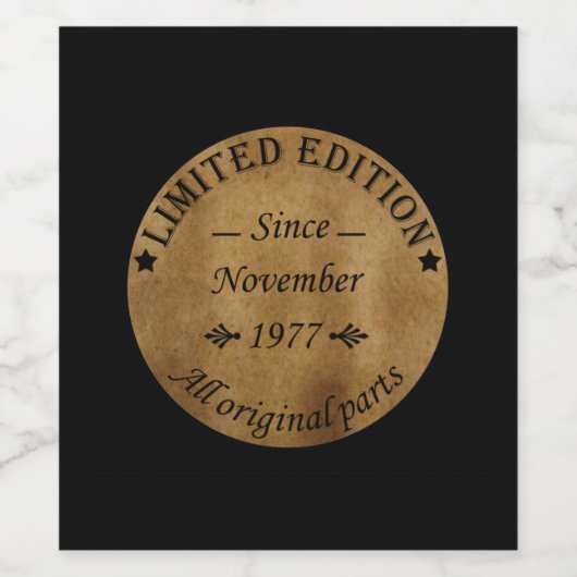 geboren in november 1977  verjaardag wijn etiket (Enkel label)