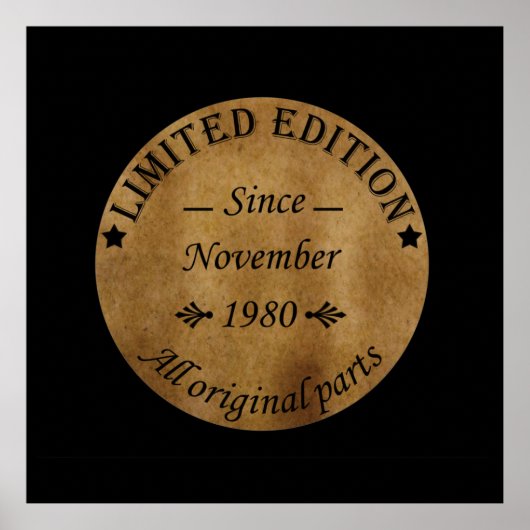 geboren in november 1980 klassiek rustic poster (Voorkant)