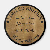 geboren in november 1980  verjaardag magneet (Voorkant)