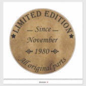 geboren in november 1980  verjaardag sticker (Vel)