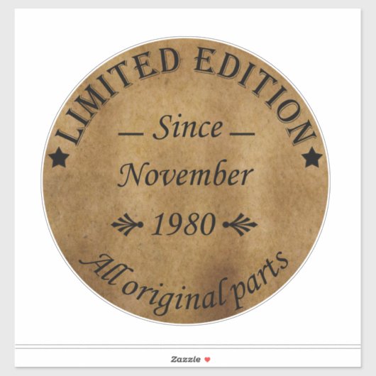 geboren in november 1980  verjaardag sticker (Vel)