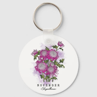 Geboren in november Chrysanthemum Sleutelhanger