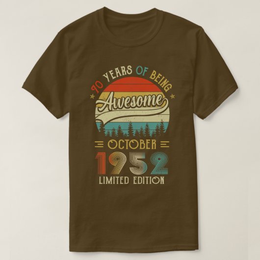 Geboren in oktober 1952 70e verjaardag, 1952 70 ja t-shirt (Design voorkant)