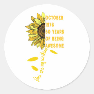 Geboren in oktober 1966 Zonnebloem 60e verjaardag Ronde Sticker