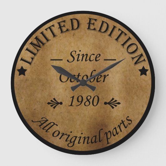 geboren in oktober 1980 verjaardag grote klok (Voorkant)