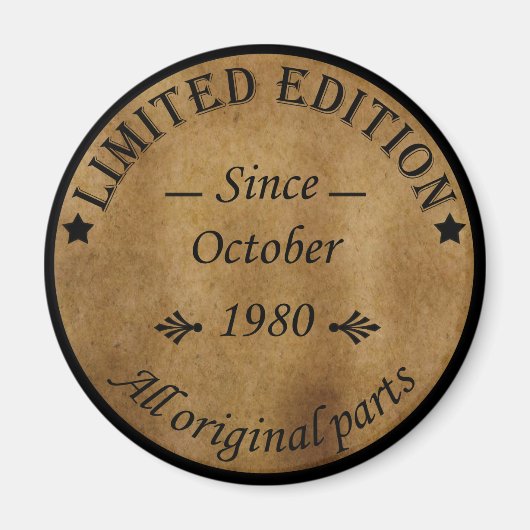 geboren in oktober 1980  verjaardag magneet (Voorkant)