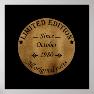 geboren in oktober 1980  verjaardag poster