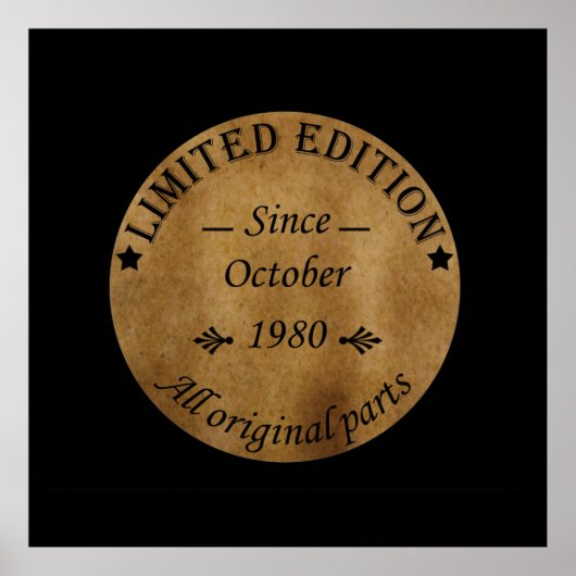 geboren in oktober 1980 verjaardag poster (Voorkant)