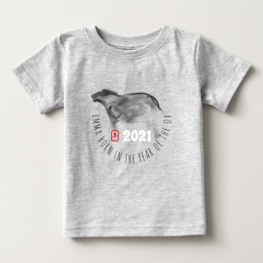 Geboren in OX Chinees nieuwjaar 2021 Baby T-shirt (Voorkant)
