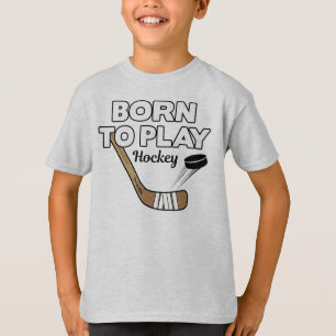 Geboren in Play Hockey Stick en Puck T-shirt