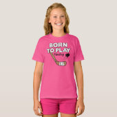 Geboren in Play Hockey Stick en Puck T-shirt (Voorkant volledig)