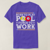 Geboren in poolbilliardspool-afspeelventilator t-shirt (Design voorkant)
