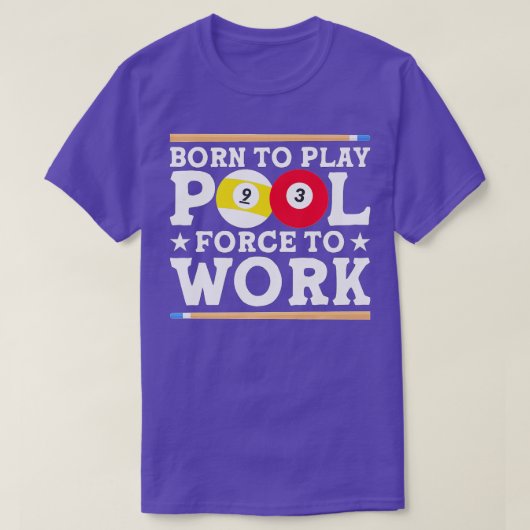 Geboren in poolbilliardspool-afspeelventilator t-shirt (Design voorkant)