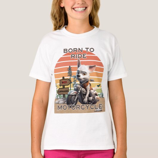 Geboren in Ride Motorcycle - Dog T-shirt (Voorkant)