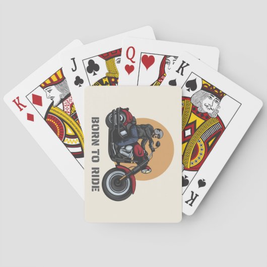 Geboren in Ride Motorcycle Rider op Bike Pokerkaarten (Achterkant)