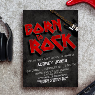 Geboren in Rock - Baby shower Kaart