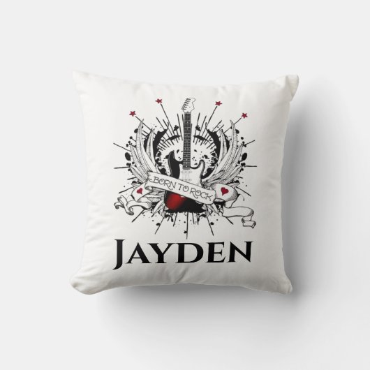Geboren in Rock Custom Name Kinder Guitar Rocker Kussen (Voorkant)