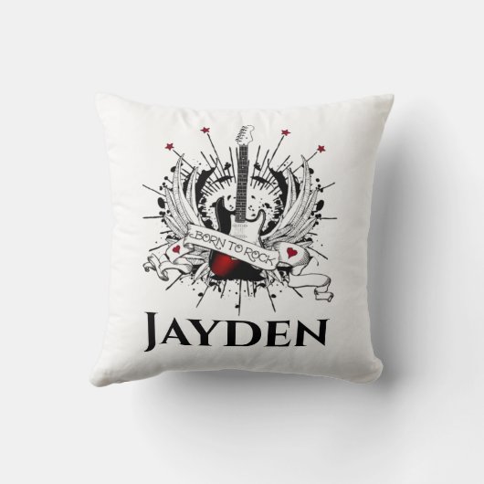 Geboren in Rock Custom Name Kinder Guitar Rocker T Kussen (Achterkant)