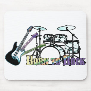 Geboren in Rock Drums en Guitar Muismat