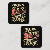 Geboren in Rock Electric Guitar Vierkante Visitekaartje (Voorkant / Achterkant)