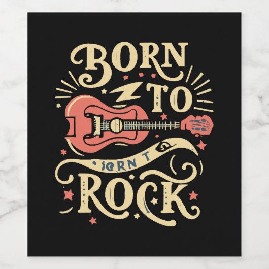 Geboren in Rock Electric Guitar Wijn Etiket (Enkel label)