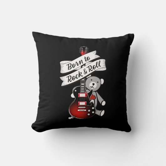 Geboren in Rock en Roll Baby Kinder Guitar Music Kussen (Voorkant)
