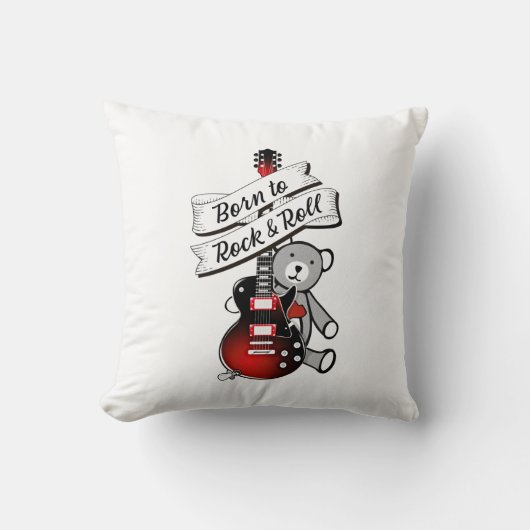 Geboren in Rock en Roll Baby Kinder Guitar Music Kussen (Voorkant)