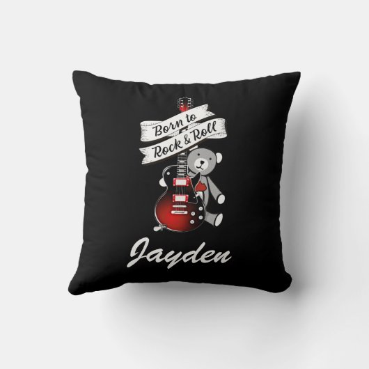 Geboren in Rock en Roll Custom Baby Guitar Nursery Kussen (Achterkant)