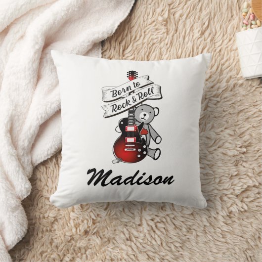 Geboren in Rock en Roll Custom Baby Guitar Nursery Kussen (Deken)