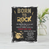Geboren in Rock Rock Baby shower Invitation Kaart (Staand voorkant)