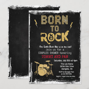 Geboren in Rock Rock Baby shower Invitation Kaart