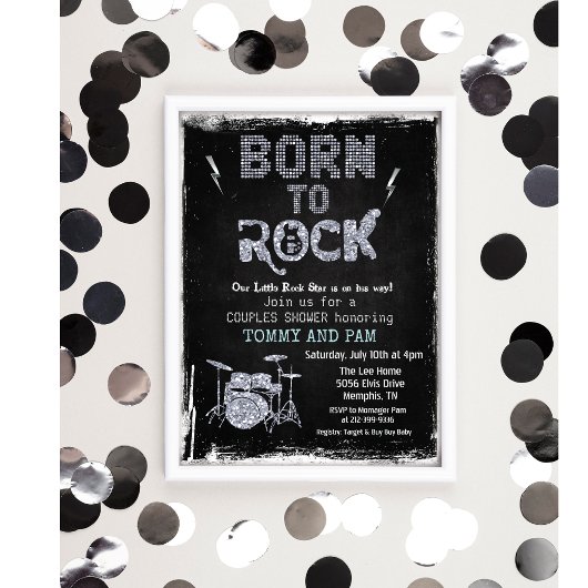 Geboren in Rock Rock Baby shower Invitation Kaart