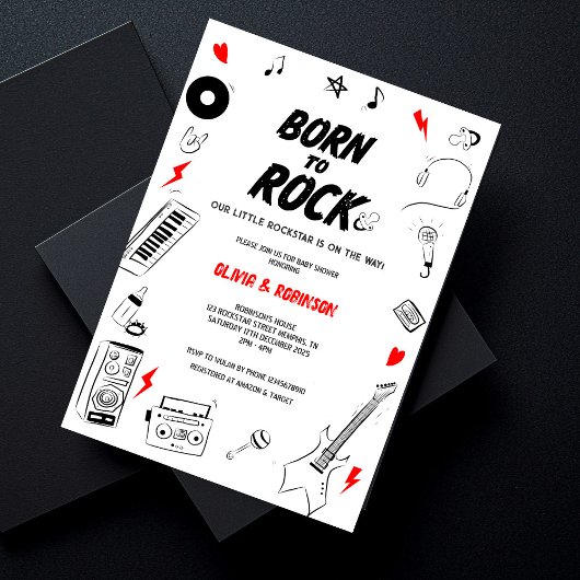 Geboren in Rock Rock Star Baby shower Kaart
