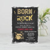 Geboren in Rock Rock Star Baby shower Kaart (Staand voorkant)