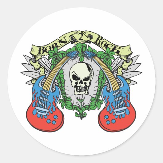 Geboren in Rock Ronde Sticker (Voorkant)