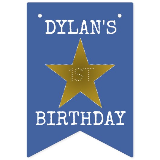 Geboren in Rock Star Birthday Party Banner Blue Go (Eerste vlag)