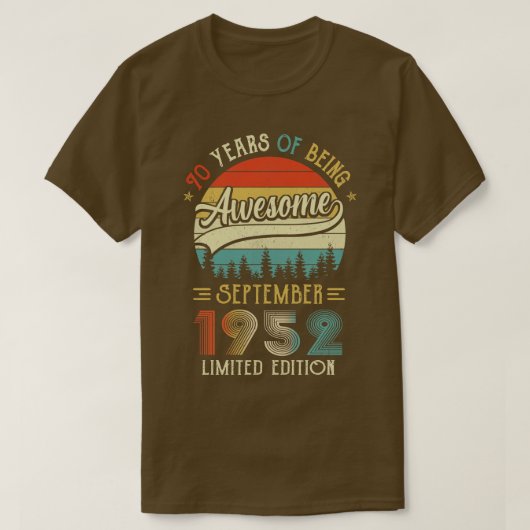 Geboren in september 1952 70e verjaardag in 1952 7 t-shirt (Design voorkant)
