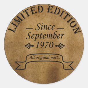 Geboren in september 1970 vintage verjaardag ronde sticker
