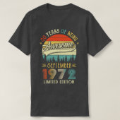 Geboren in september 1972 50e verjaardag in 1972 5 t-shirt (Design voorkant)