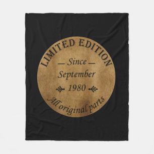 geboren in september 1980  verjaardag fleece deken