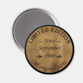 geboren in september 1980  verjaardag magneet (Voorkant / Achterkant)